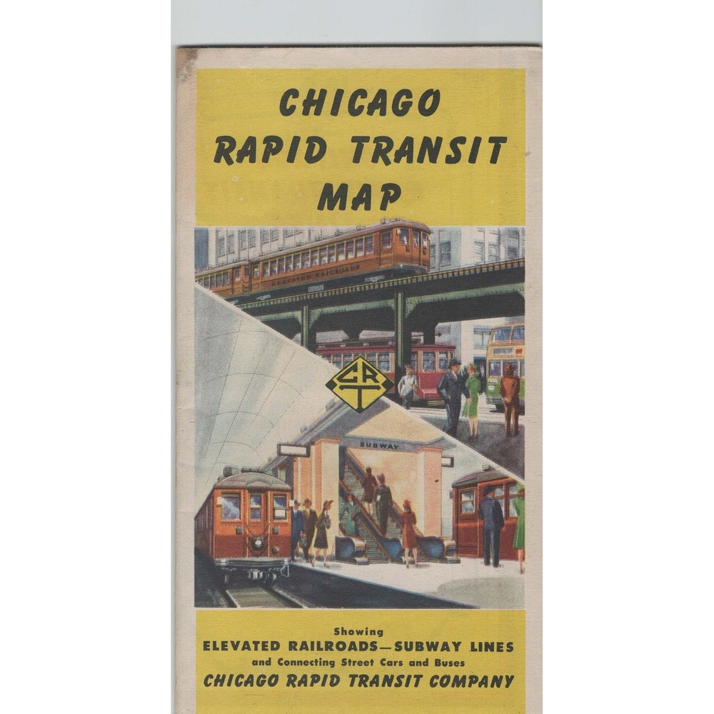 Vintage 1940s Chicago Rapid Transit Map Elevated Railroad Subway L Brochure - Picture 1 of 2